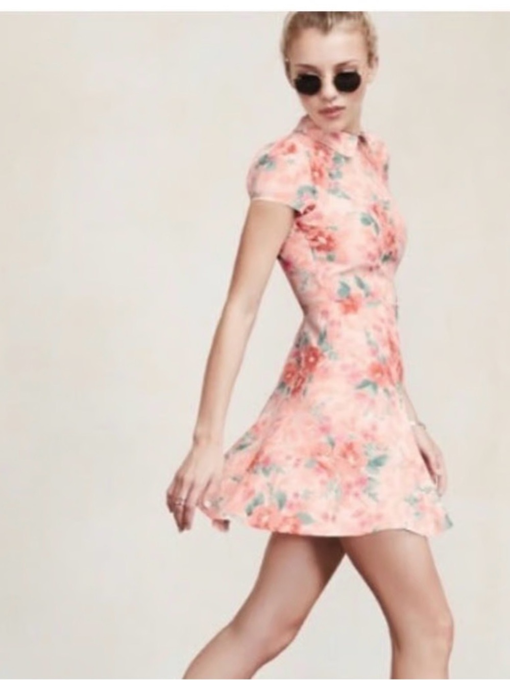Reformation Wednesday Petite Pink Fit-and-Flare Short Dress